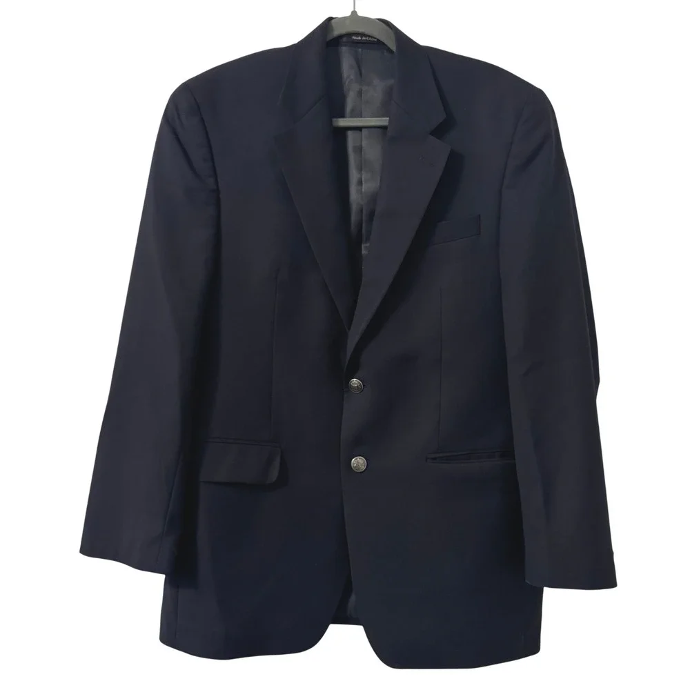 Michael Kors Blazer Mens 42R Navy Blue Two Button Sport Coat Minimalist Classic
